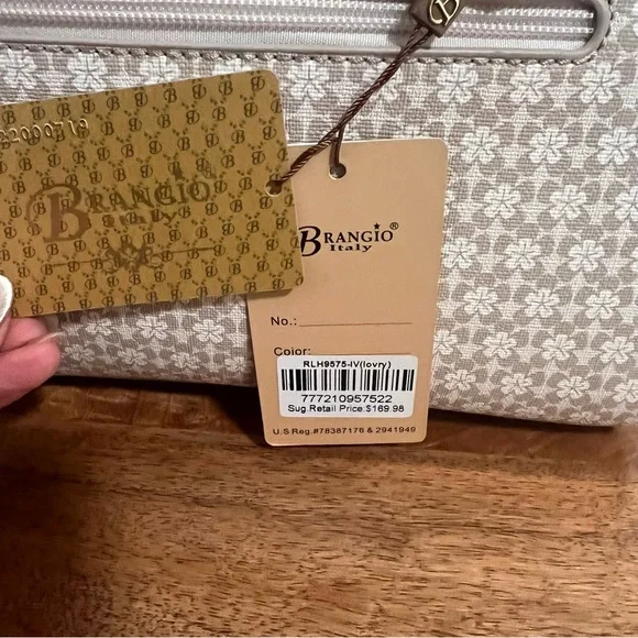 BRANGIO ITALIAN HANDBAG LEATHER HEARTS FLOWERS SHINY CROSSBODY STRAP HANDLES - Picture 13 of 15